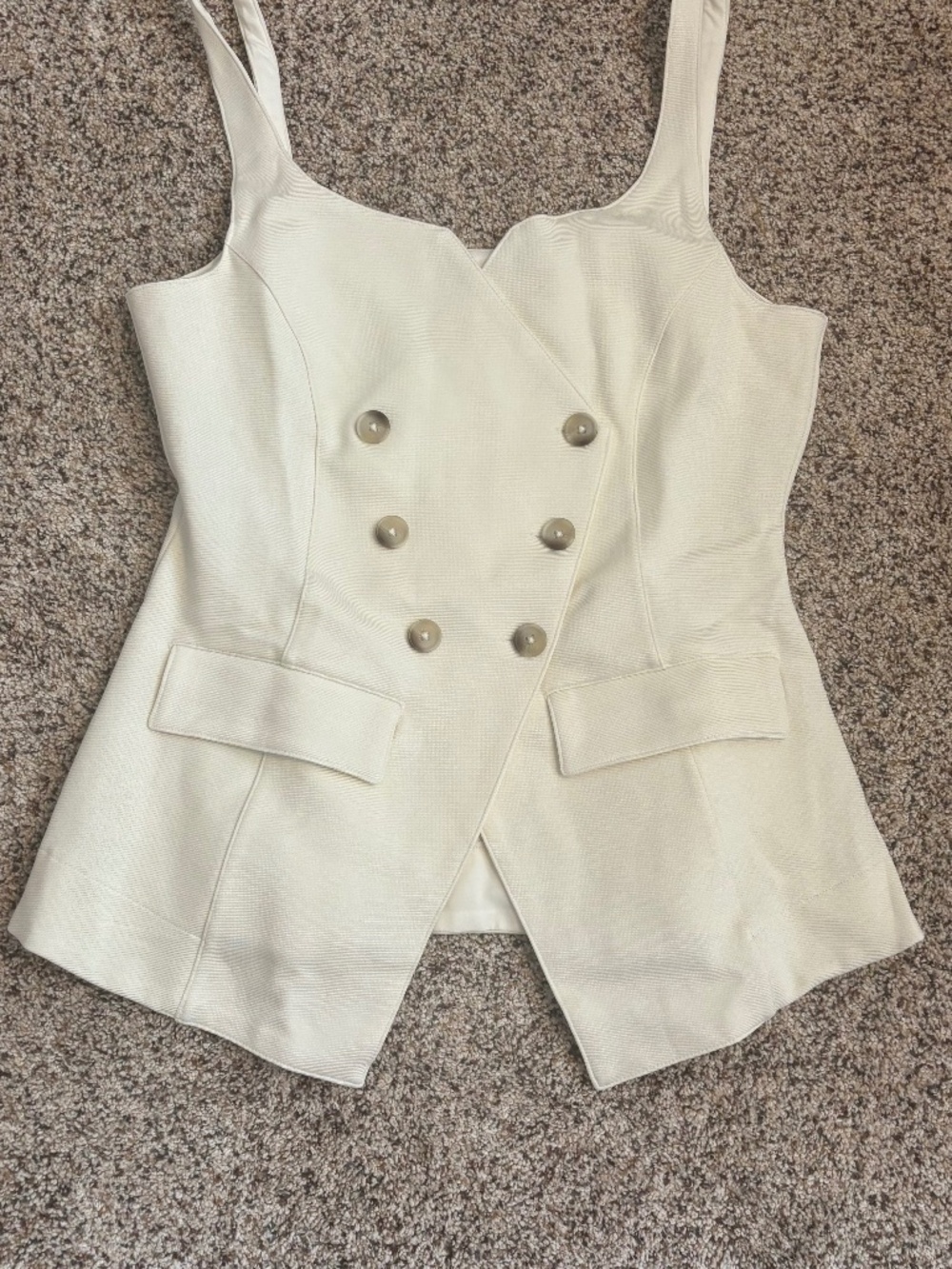 NWT Anthropologie Maeve Ivory Double Breasted Vest Top M